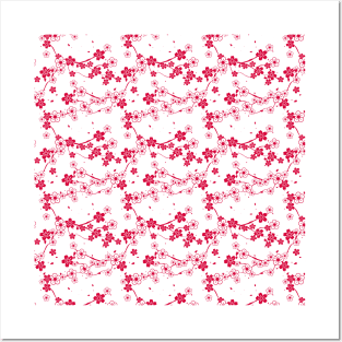 Cherry Blossom Pattern Posters and Art